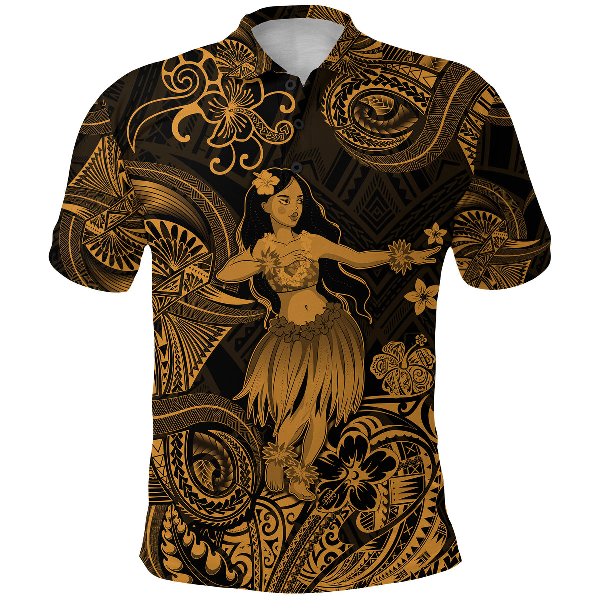 Hawaii Hula Girl Polynesian Polo Shirt Unique Style Gold LT8 - Polynesian Pride