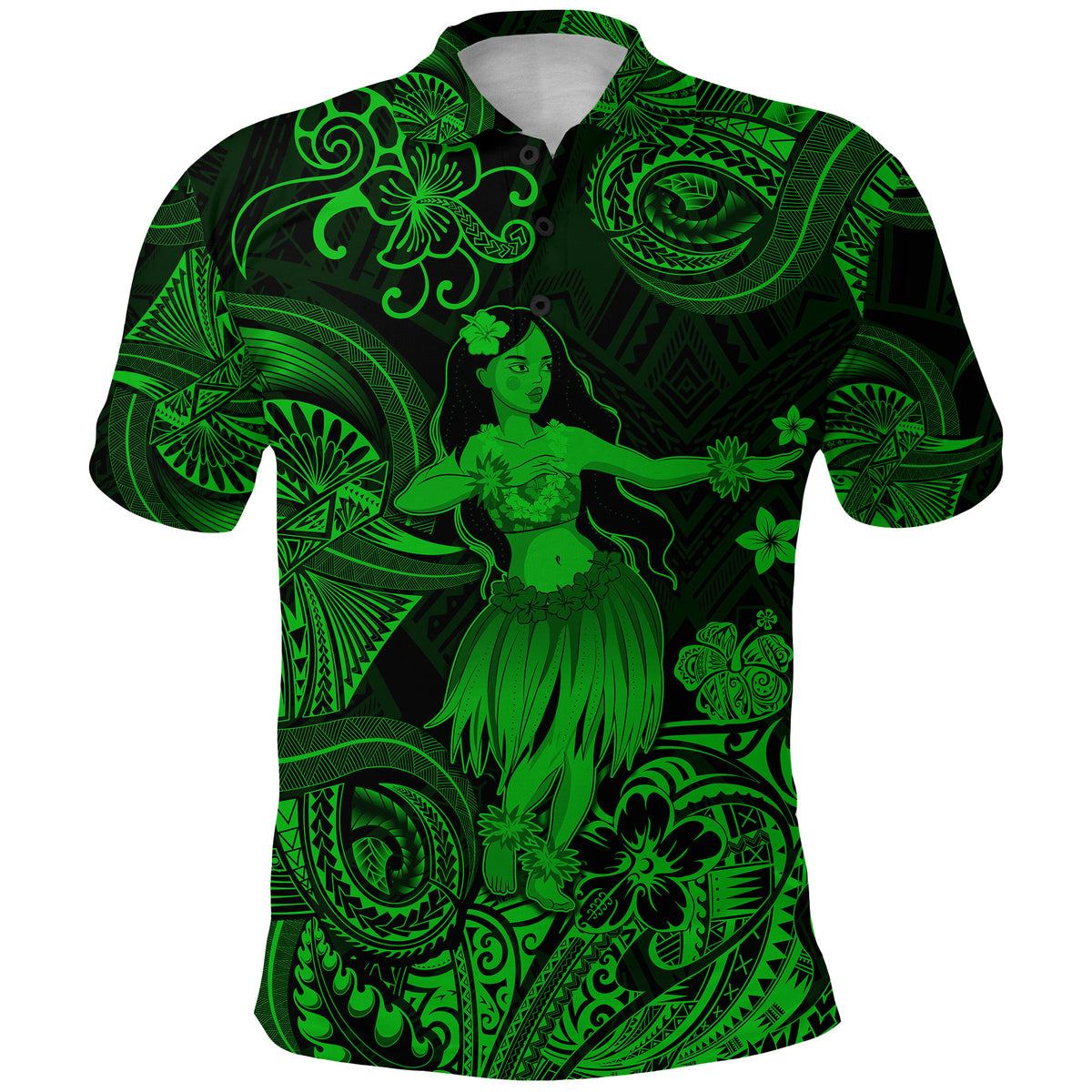 Hawaii Hula Girl Polynesian Polo Shirt Unique Style Green LT8 - Polynesian Pride