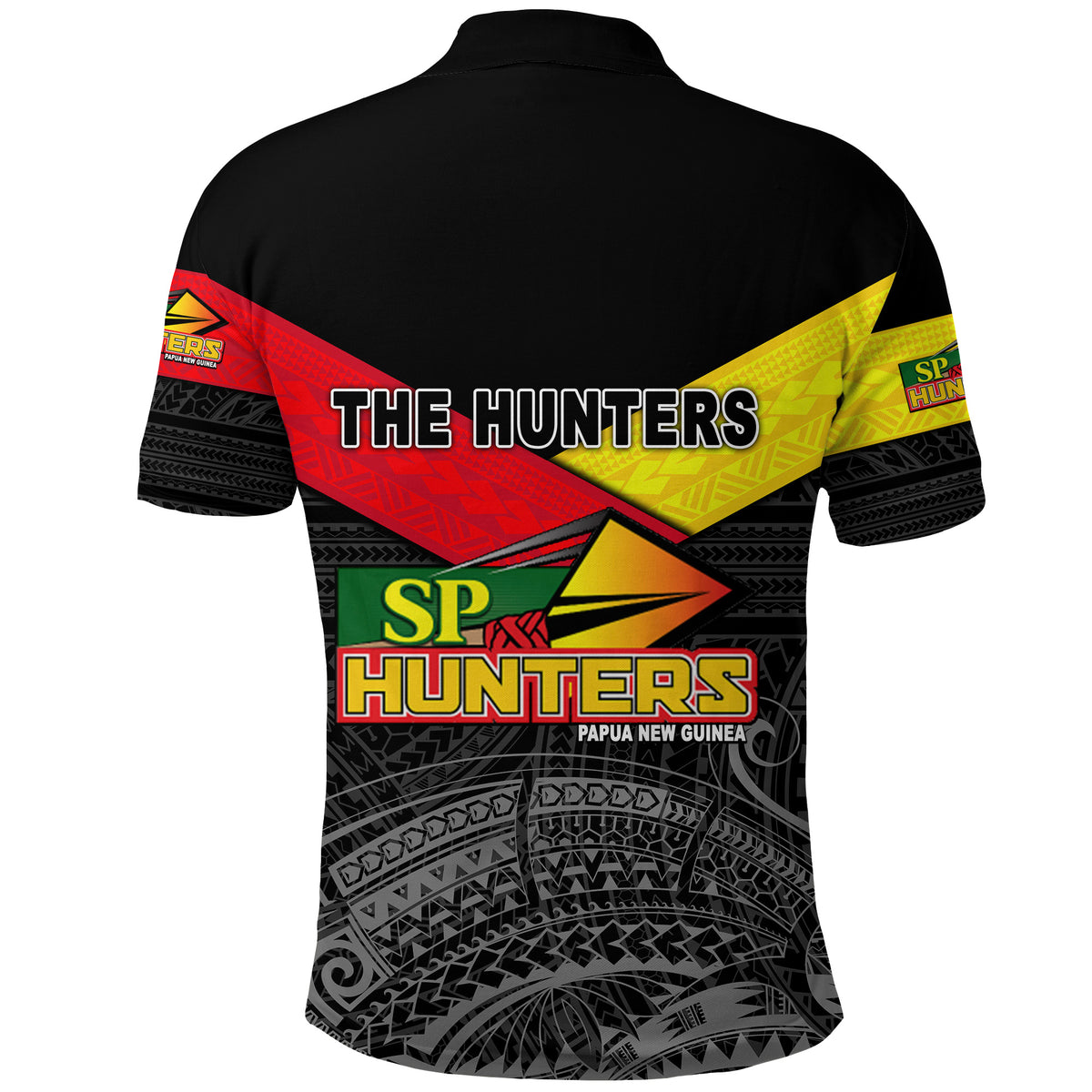 Papua New Guinea SP Hunters Polo Shirt Rugby Original Style Black LT8 - Polynesian Pride