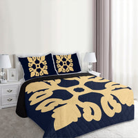 Hawaiian Royal Pattern Quilt Bed Set - Indigo - M1 Style - AH - Polynesian Pride
