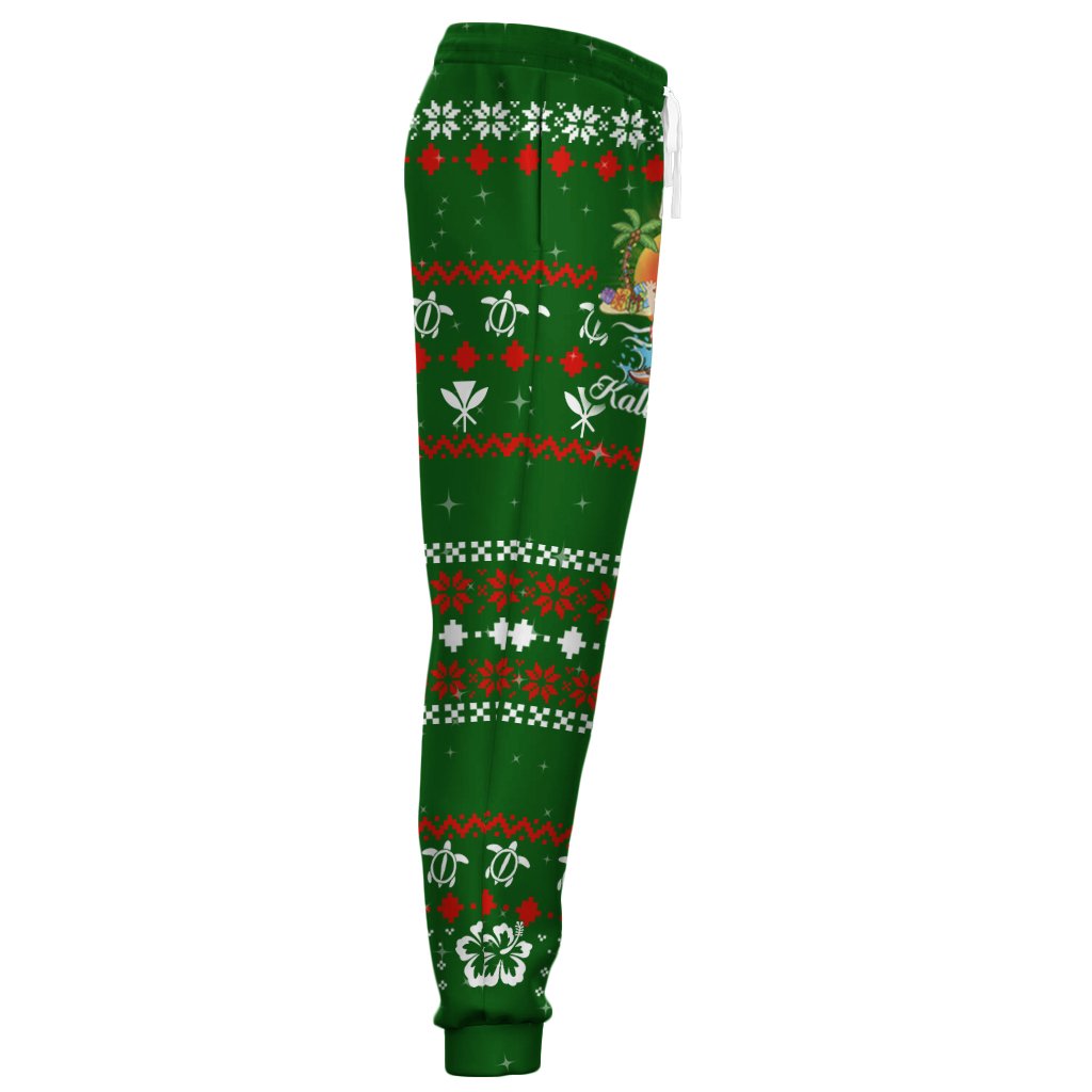Hawaiian Santa Claus Mele Kalikimaka Joggers - Aviv Style - Green - AH - Polynesian Pride