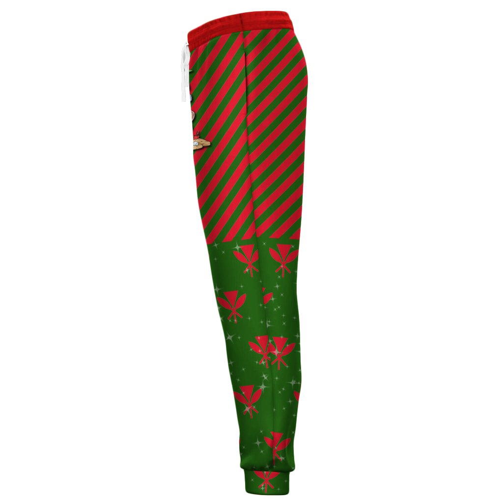Hawaiian Santa Claus Mele Kalikimaka Kanaka Joggers - Red - Angus Style - AH - Polynesian Pride