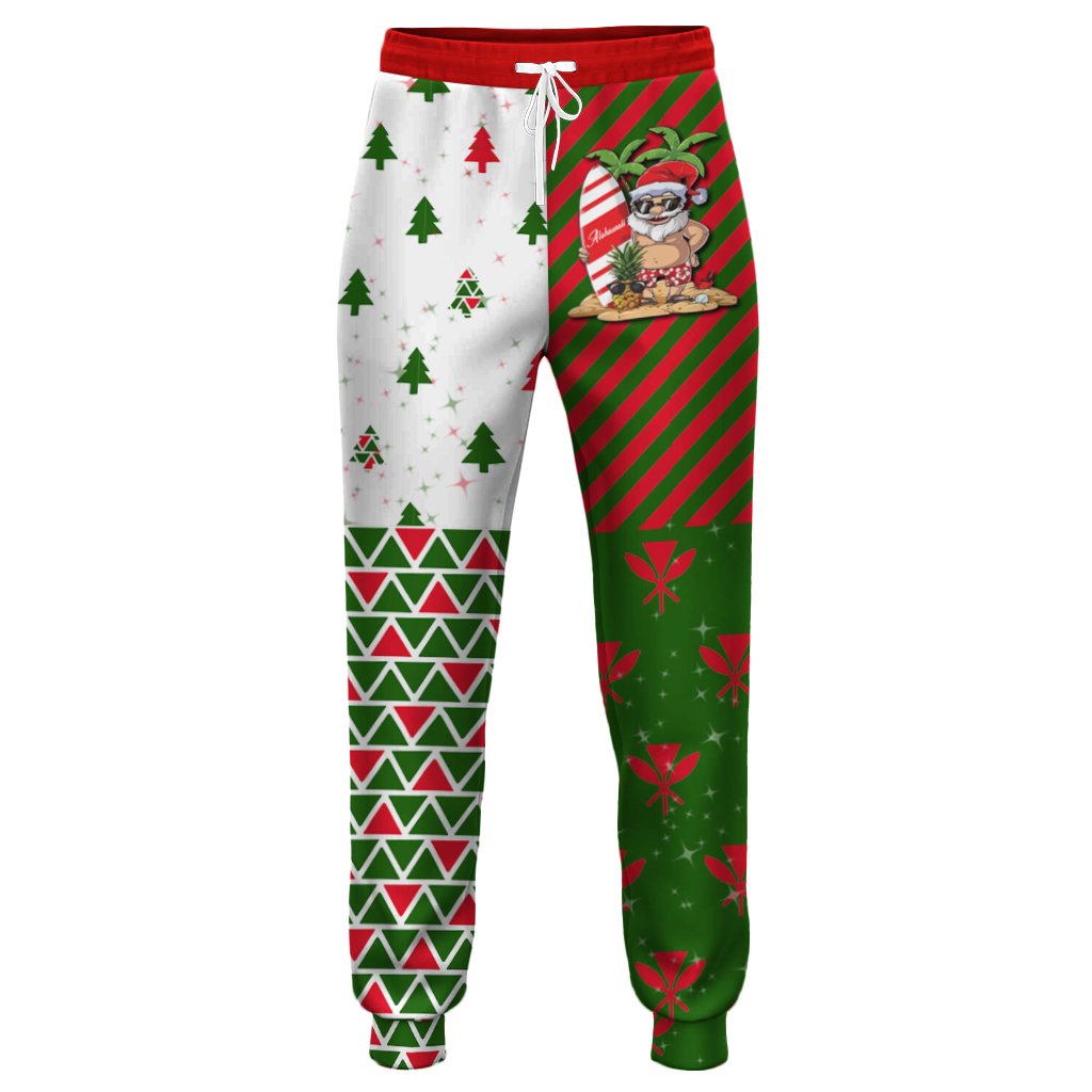 Hawaiian Santa Claus Mele Kalikimaka Kanaka Joggers - Red - Angus Style - AH Unisex Red - Polynesian Pride