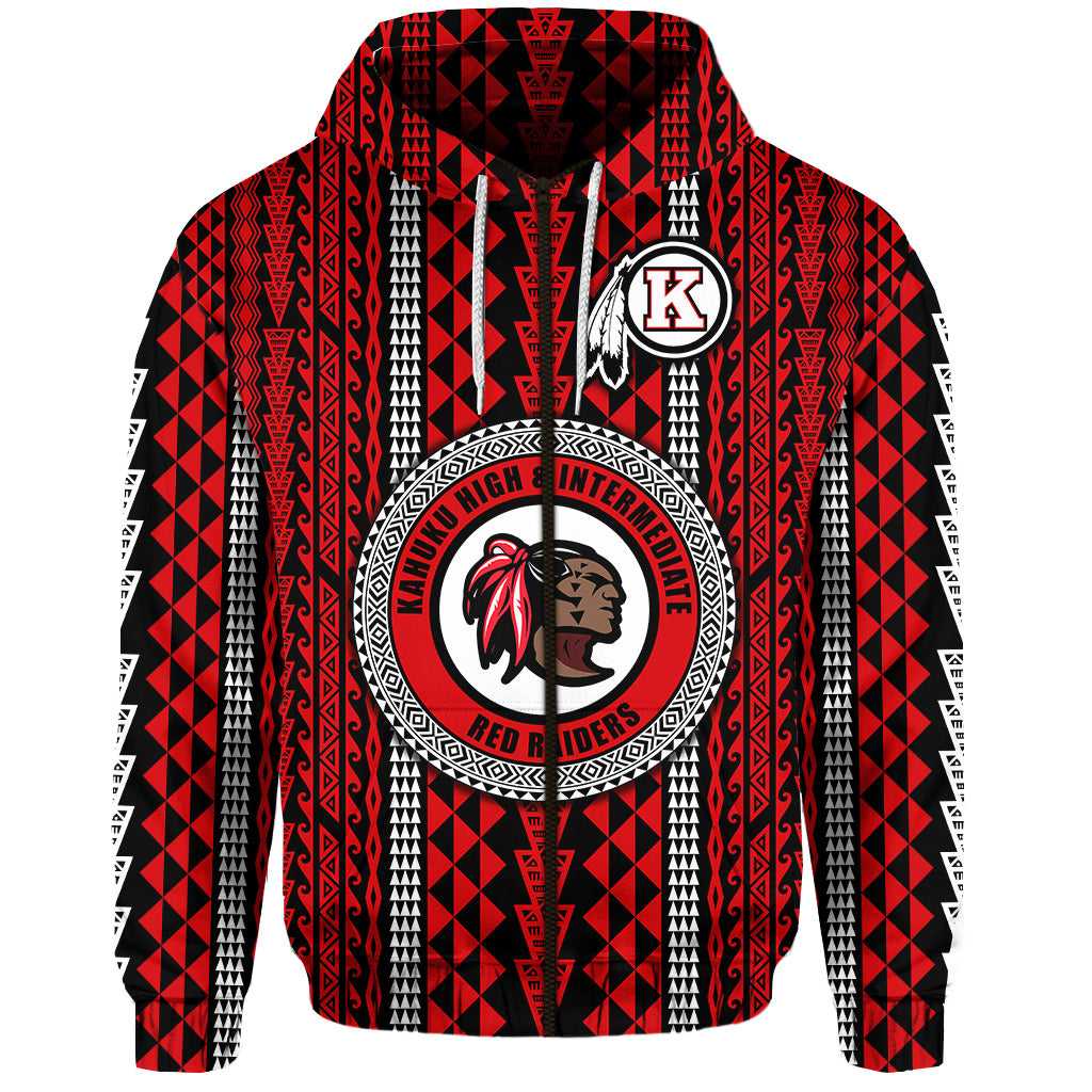 Custom Hawaii Kahuku School Zip Hoodie Kahuku High School Simple Style LT8 - Polynesian Pride