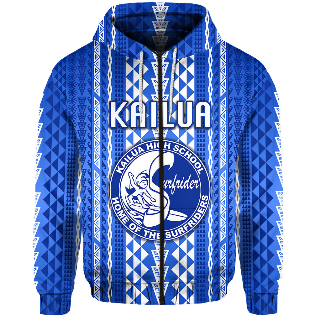 Hawaii Kailua High School Zip Hoodie Surfriders Simple Style LT8 - Polynesian Pride