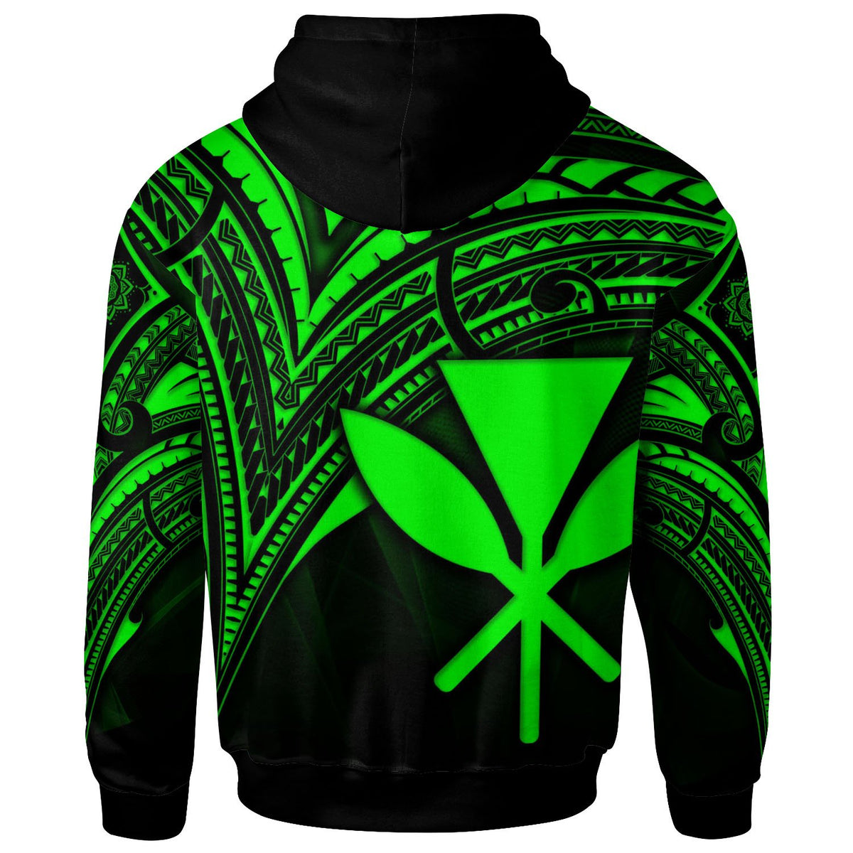 Hawaii Kanaka Maoli Zip Hoodie Green Color Cross Style - Polynesian Pride