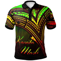 Hawaii Kanaka Maoli Polo Shirt Reggae Color Cross Style Unisex Black - Polynesian Pride