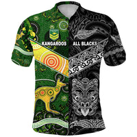 New Zealand Australia Rugby Polo Shirt Maori All Black and Aboriginal Kangaroos Together LT8 - Polynesian Pride
