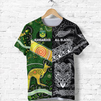 Custom New Zealand Maori All Black and Australia Kangaroos Aboriginal T Shirt Rugby Together LT8 Kid - Polynesian Pride