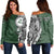 (Personalised) Hawaii - Kapaa High Tribal Kakau Women's Off Shoulder Sweatshirt AH Green - Polynesian Pride