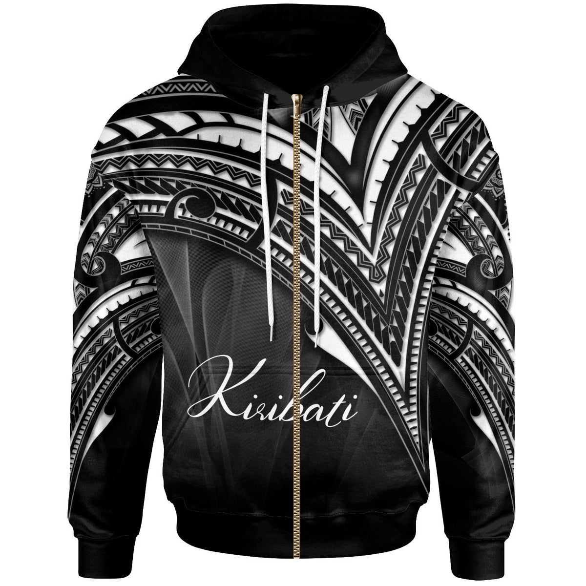 Kiribati Zip Hoodie Cross Style Unisex Black - Polynesian Pride