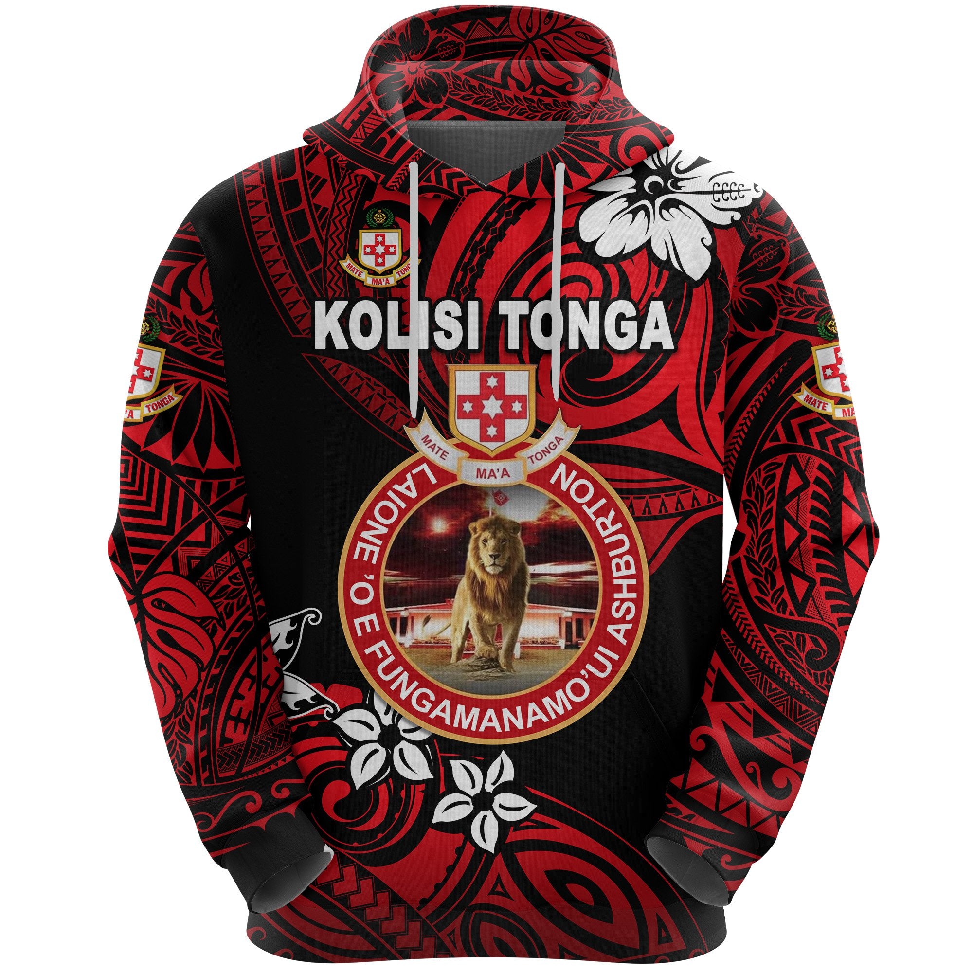 Kolisi Tonga Hoodie Mate Maa Tonga Unique Vibes Lion Unisex Red - Polynesian Pride