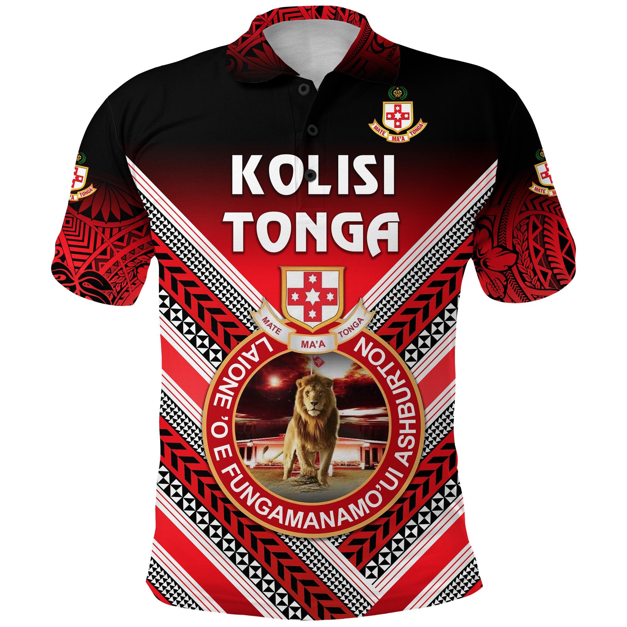 Kolisi Tonga Polo Shirt Mate Maa Tonga Creative Style Lion Unisex Red - Polynesian Pride