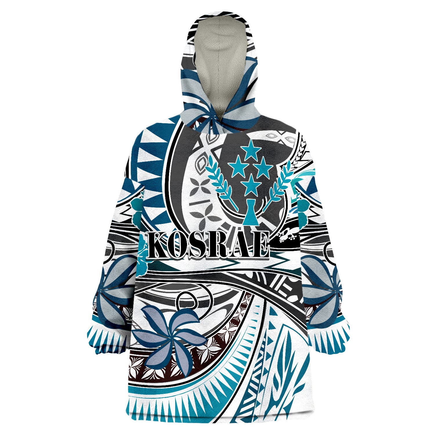 Kosrae Flower And Flow Wearable Blanket Hoodie LT9 Unisex One Size - Polynesian Pride