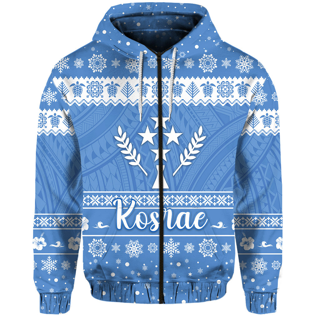 Custom FSM Kosrae Christmas Zip Hoodie Simple Style LT8 - Polynesian Pride