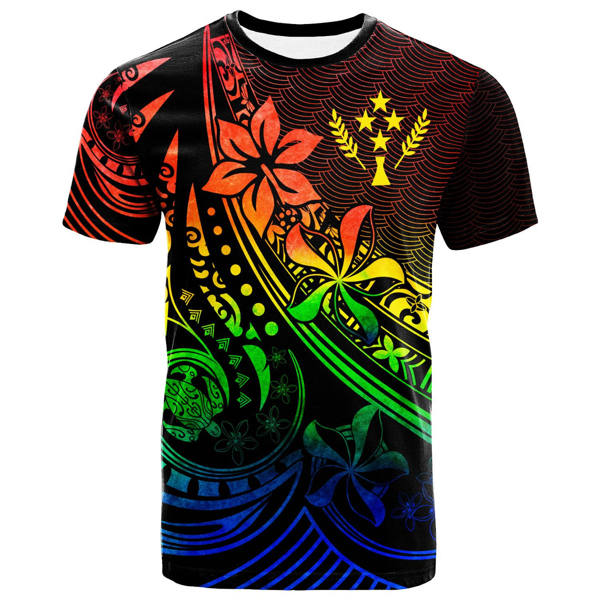 Kosrae T Shirt The Flow Of The Ocean Rainbow Color Unisex Rainbow - Polynesian Pride