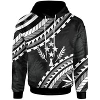 Kosrae Hoodie Palm Leaf Texture White Unisex Black - Polynesian Pride