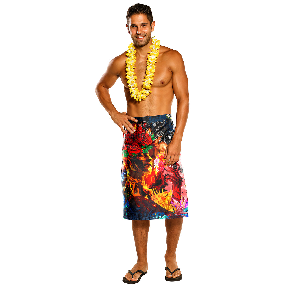Hawaii Pele Goddess Lavalava - Maui and Pele Create Hawaii One Size Black - Polynesian Pride