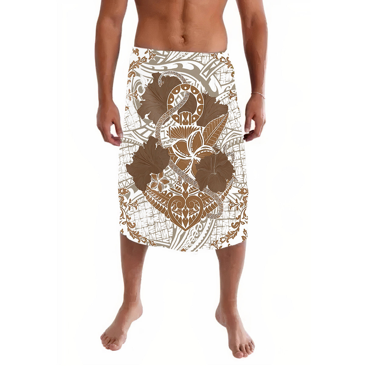 Polynesian Pride Clothing Hawaii Anchor Hibiscus Flower Vintage Ie Faitaga White LT9 Lavalava White - Polynesian Pride