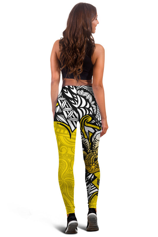Niue Uga Leggings Tribal Patterns Yellow Style LT6 - Polynesian Pride