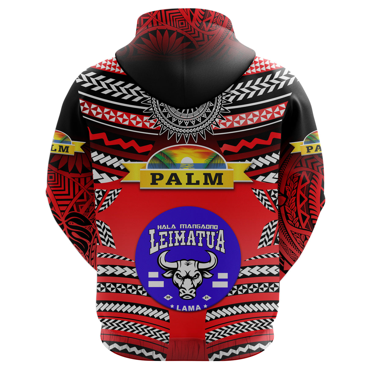Mate Maa Tonga Hoodie Leimatua Bulls Creative Style Red NO.1 LT8 - Polynesian Pride