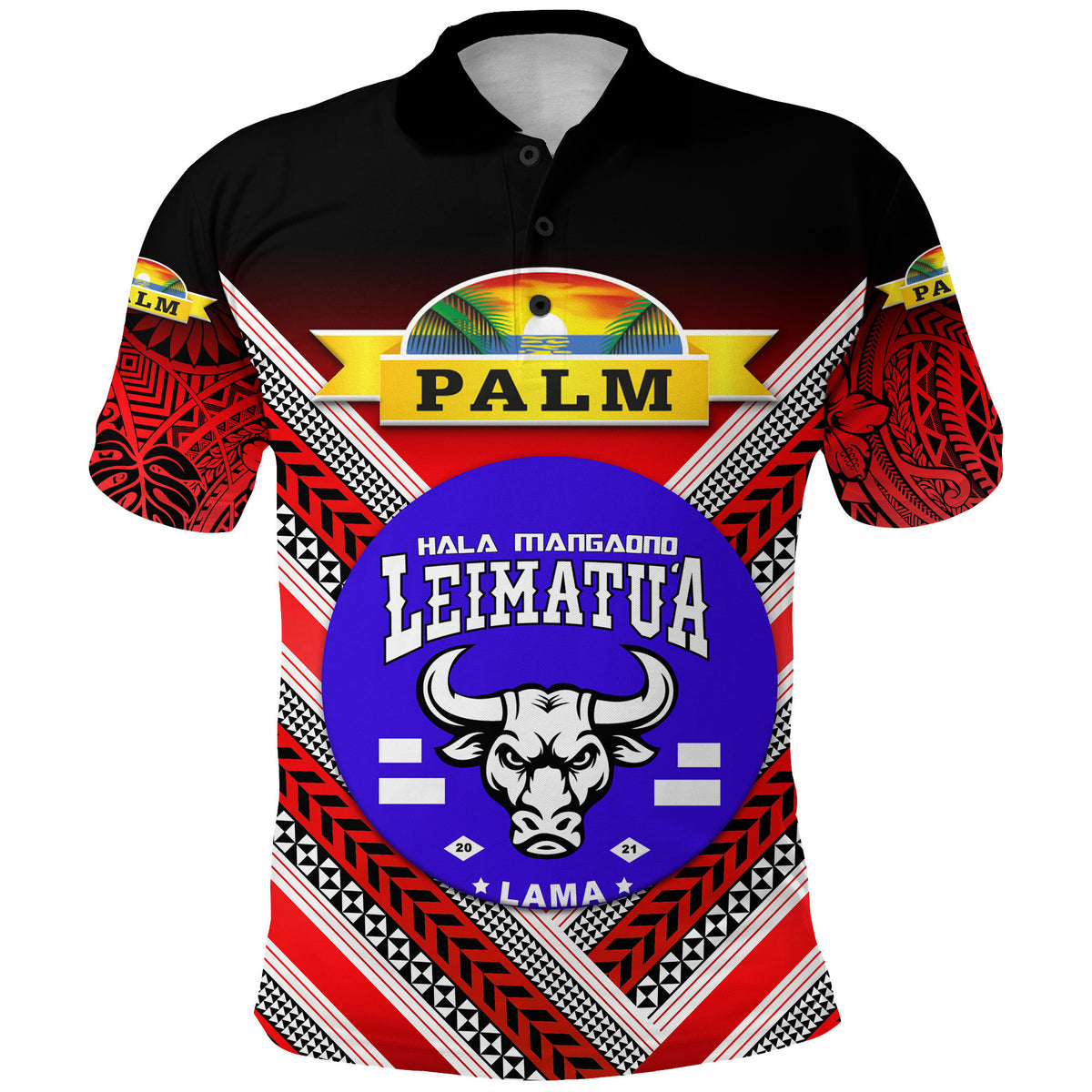 Custom Mate Maa Tonga Polo Shirt Leimatua Bulls Creative Style Red NO.1, Custom Text and Number LT8 - Polynesian Pride