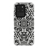 Polynesian Tribal Tough Case Black White Samsung Galaxy S20 Ultra - Polynesian Pride