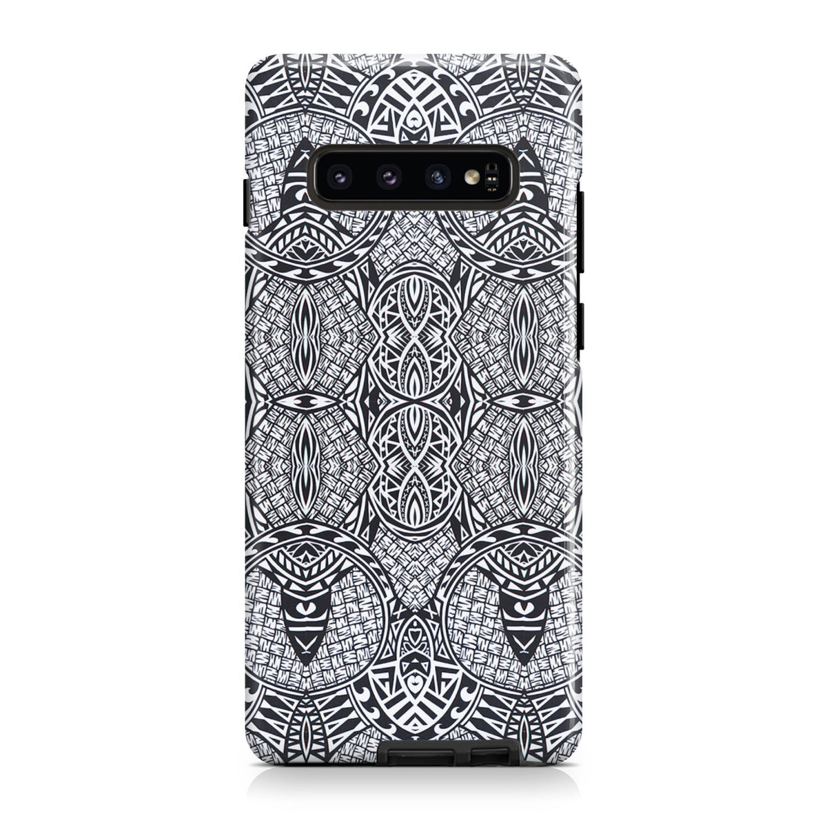 Polynesian Tough Case Black And White Samsung Galaxy S10+ - Polynesian Pride