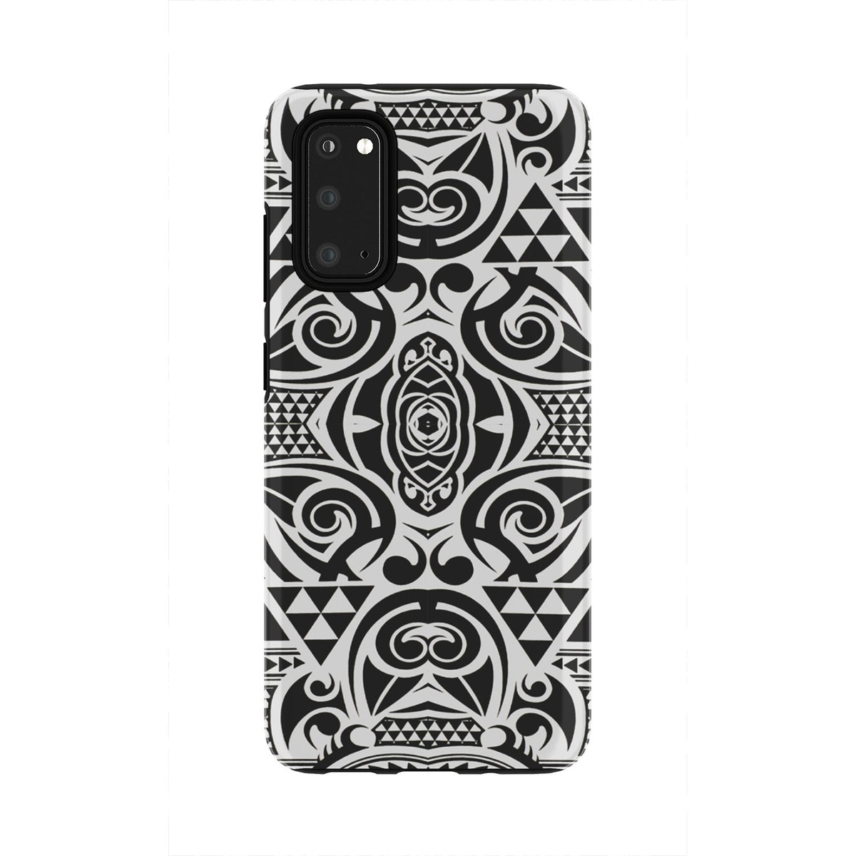 Polynesian Tribal Tough Case Black White Samsung Galaxy S20 - Polynesian Pride