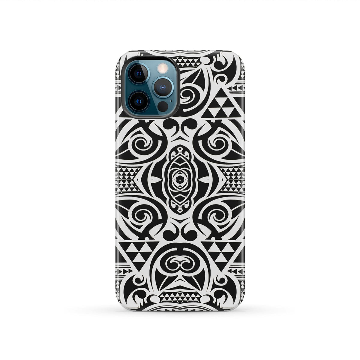 Polynesian Tribal Tough Case Black White iPhone 12 Pro - Polynesian Pride