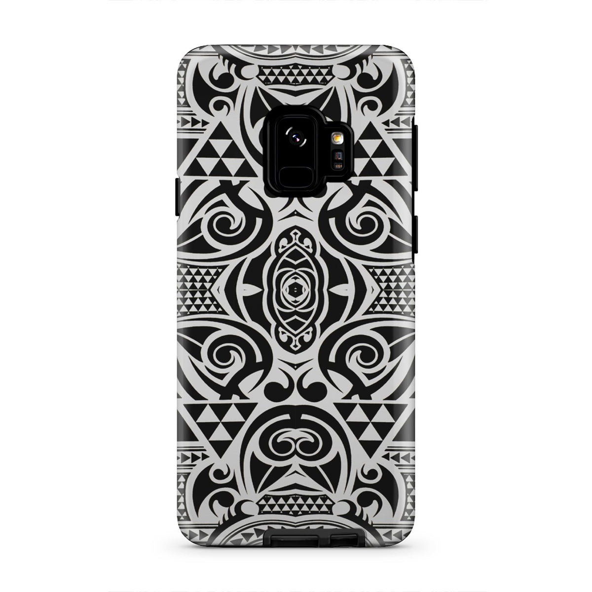 Polynesian Tribal Tough Case Black White Samsung Galaxy S9 - Polynesian Pride