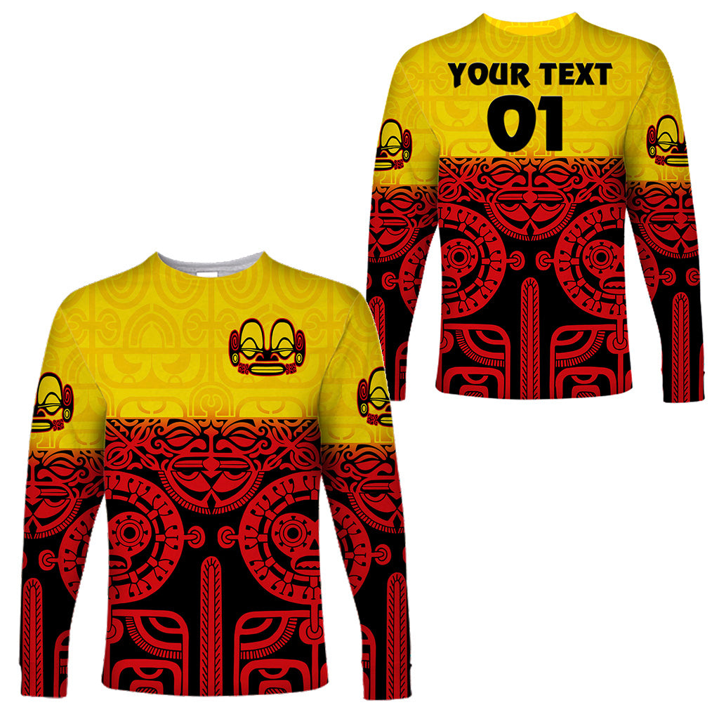 (Custom Personalised) Marquesas Islands Long Sleeve Shirt Marquesan Tattoo Special Style - Gradient Red LT8 Unisex Red - Polynesian Pride