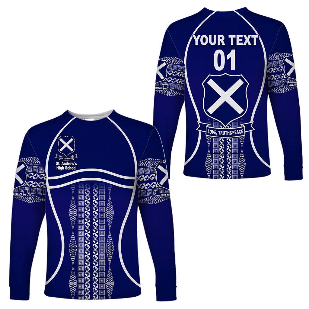 (Custom Personalised) St. Andrew's High School Long Sleeve Shirt Unique Vibes LT8 Unisex Blue - Polynesian Pride