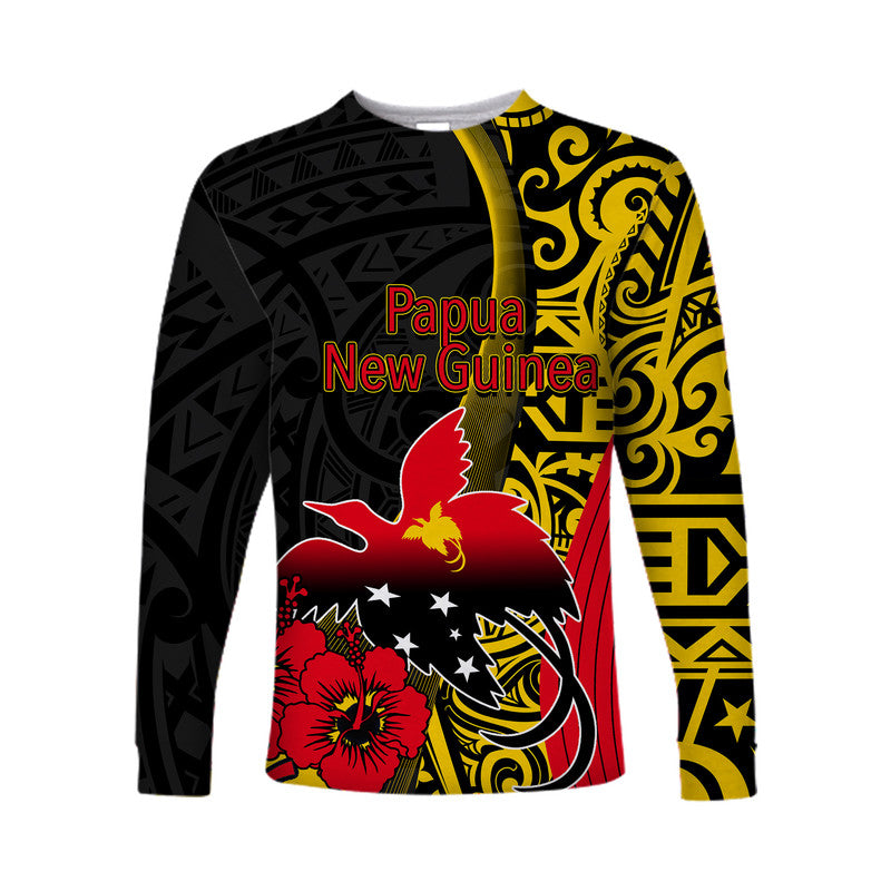 (Custom Personalised) Papua New Guinea Long Sleeve Shirts Vibe Style LT6 Unisex Black - Polynesian Pride