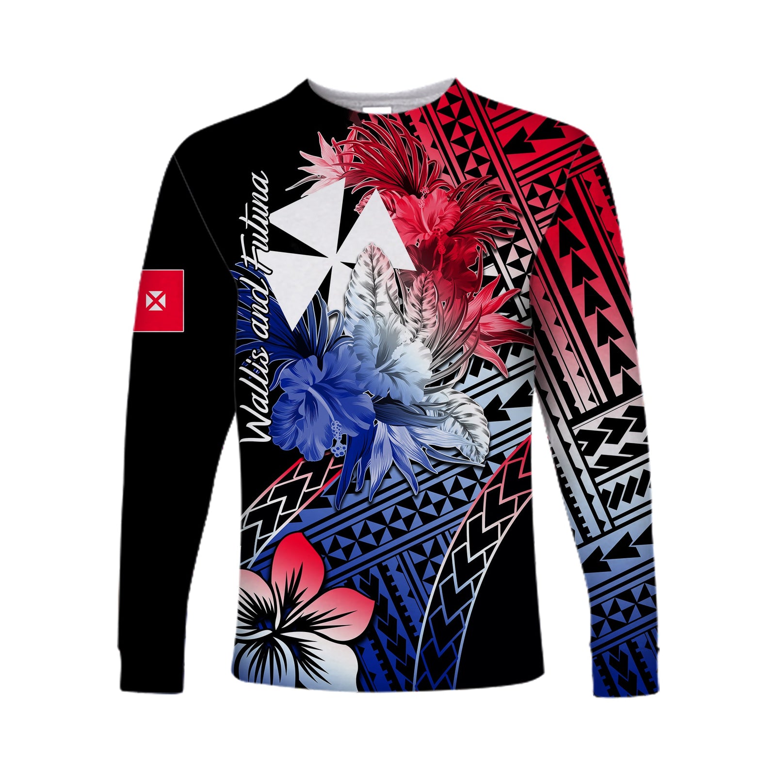 Wallis and Futuna Long Sleeve Shirts Hibiscus LT6 Unisex Blue - Polynesian Pride