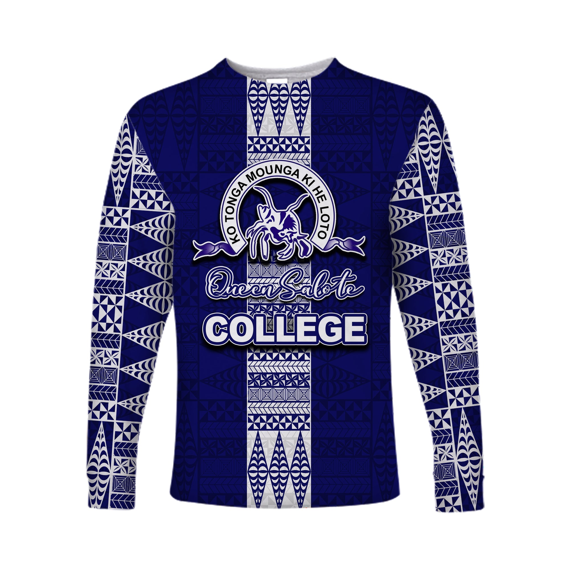 (Custom Personalised) Queen Salote College Long Sleeve Shirts Tonga Simple Style LT6 Unisex Blue - Polynesian Pride