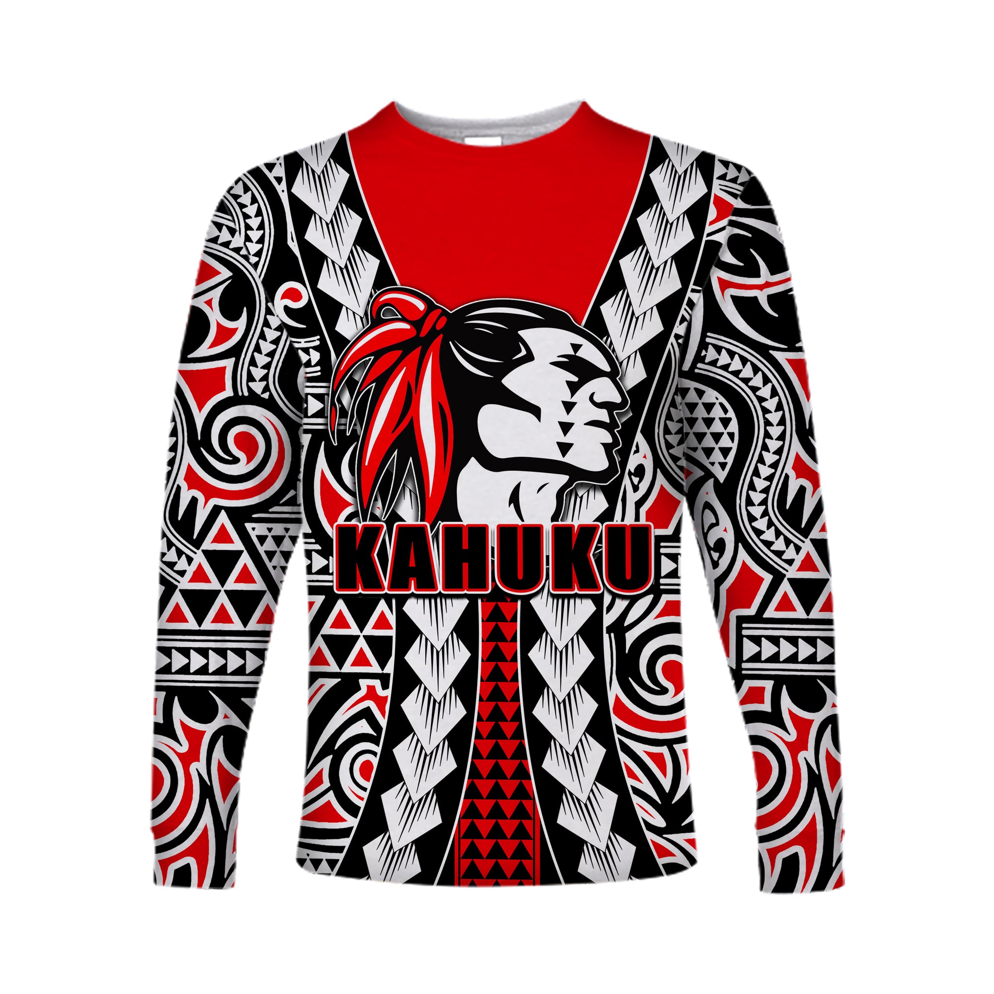 (Custom Personalised)Hawaii Kahuku High & Intermediate School Long Sleeve Shirt No.2 LT6 Unisex Red - Polynesian Pride