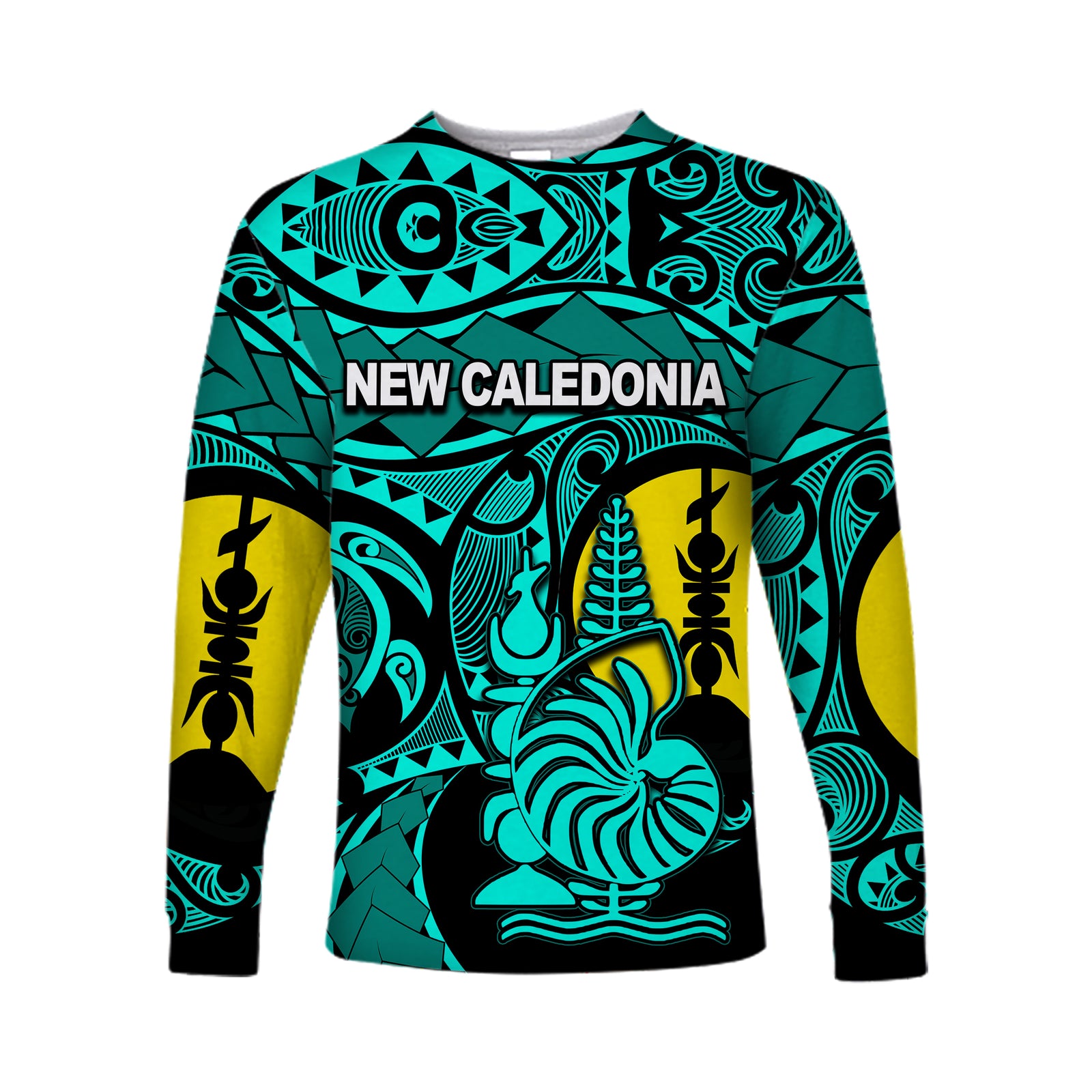 (Custom Personalised)New Caledonia Long Sleeve Shirts Turquoise Color LT6 Unisex Green - Polynesian Pride