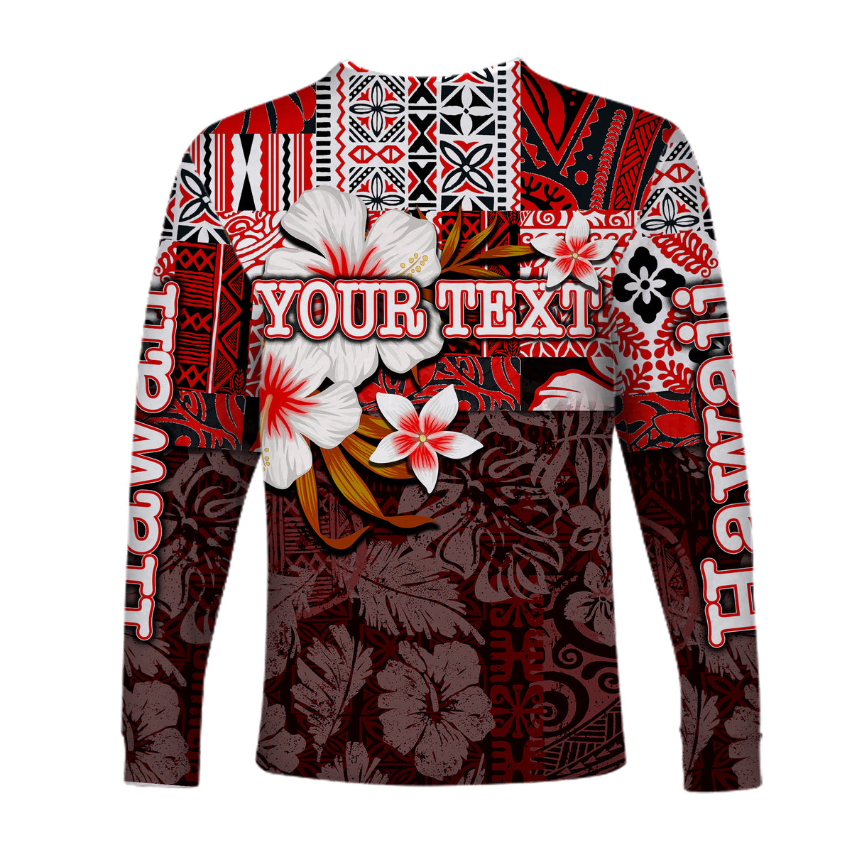 (Custom Personalised) Hawaii Fish Hook Long Sleeve Shirts Red Style LT6 - Polynesian Pride