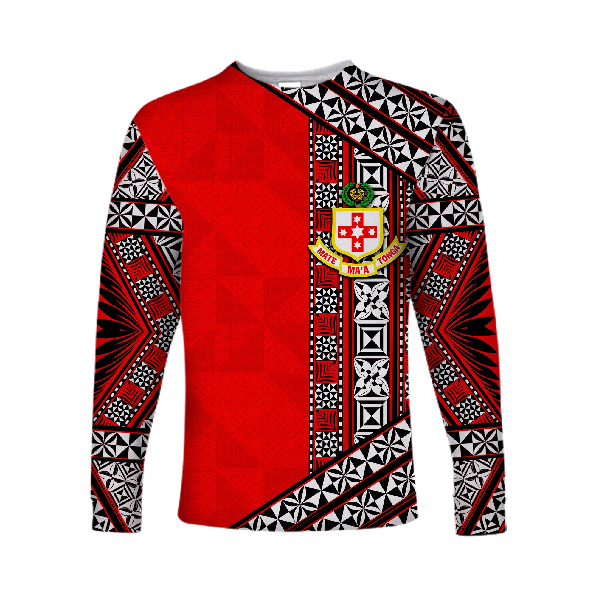 (Custom Personalised)Kolisi Tonga Long Sleeve Shirt Tonga Patterns Style LT6 Unisex Red - Polynesian Pride