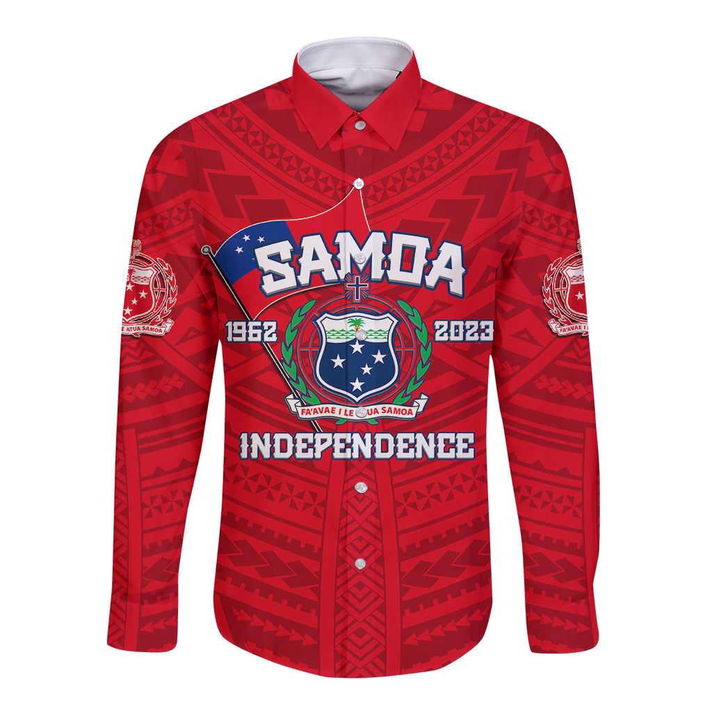 Samoa Independence Long Sleeve Button Shirt 2023 Red Style LT6 Unisex Red - Polynesian Pride