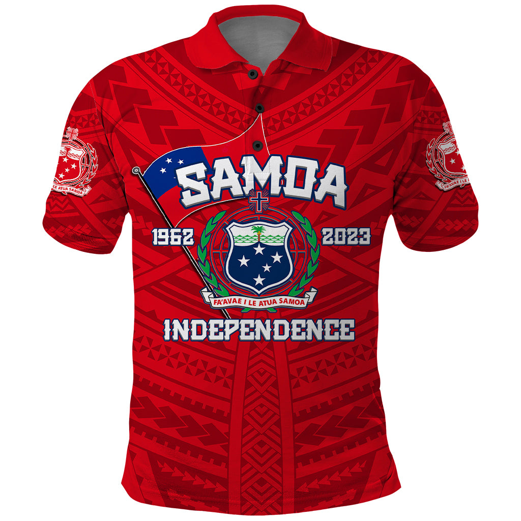 Samoa Independence Polo Shirt 2023 Red Style LT6 Red - Polynesian Pride