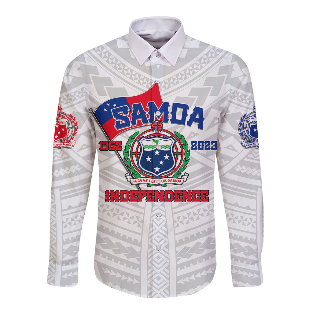 Samoa Independence Long Sleeve Button Shirt 2023 White Style LT6 Unisex White - Polynesian Pride