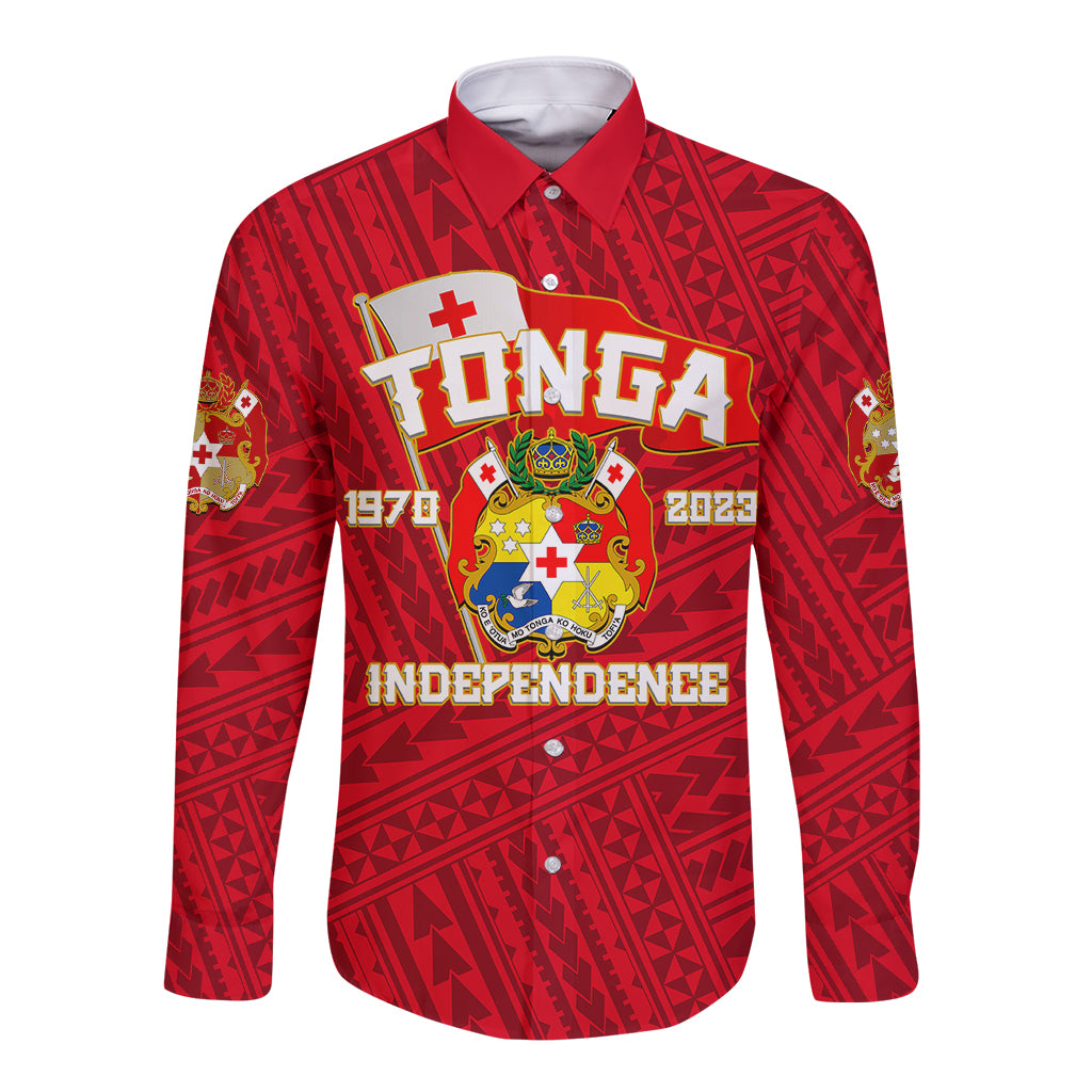 Tonga Independence Long Sleeve Button Shirt 2023 Red Style LT6 Unisex Red - Polynesian Pride