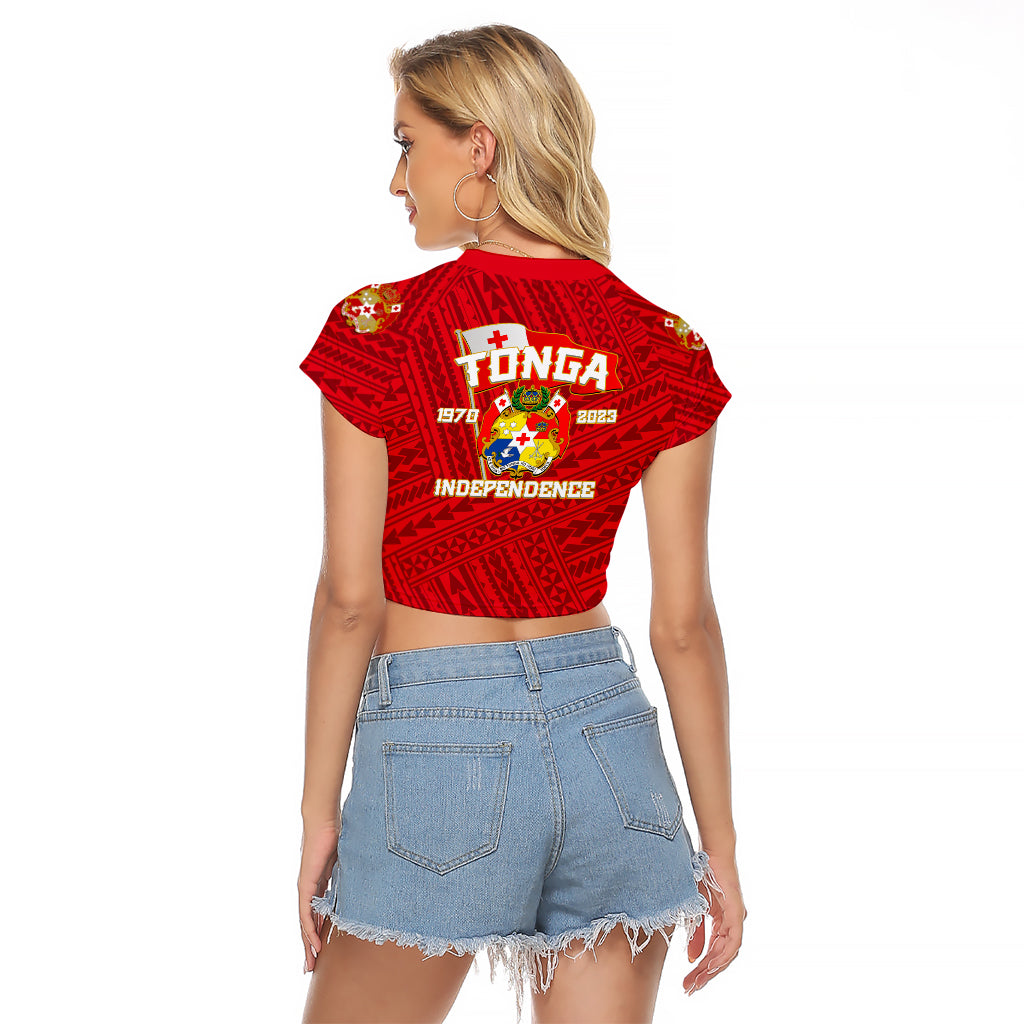 Tonga Independence Raglan Cropped T Shirt 2023 Red Style LT6 - Polynesian Pride