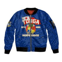 Tonga Independence Sleeve Zip Bomber Jacket 2023 Blue Style LT6 Unisex Blue - Polynesian Pride