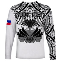 (Custom Personalised) Haiti Long Sleeve Shirt Polynesian Neg Maron White Style LT6 - Polynesian Pride
