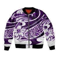 Polynesian Tribal Bomber Jacket Purple LT6 Unisex Purple - Polynesian Pride
