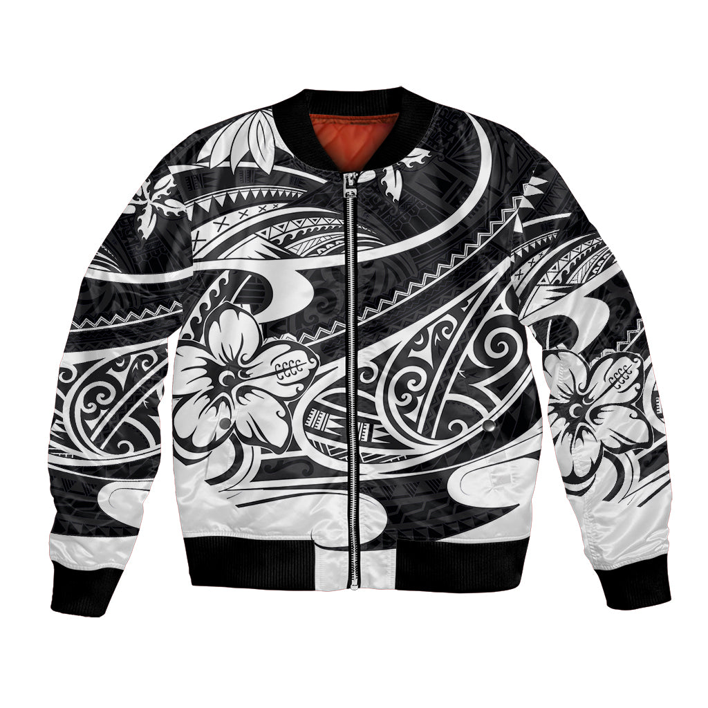 Polynesian Tribal Bomber Jacket Black LT6 Unisex Black - Polynesian Pride