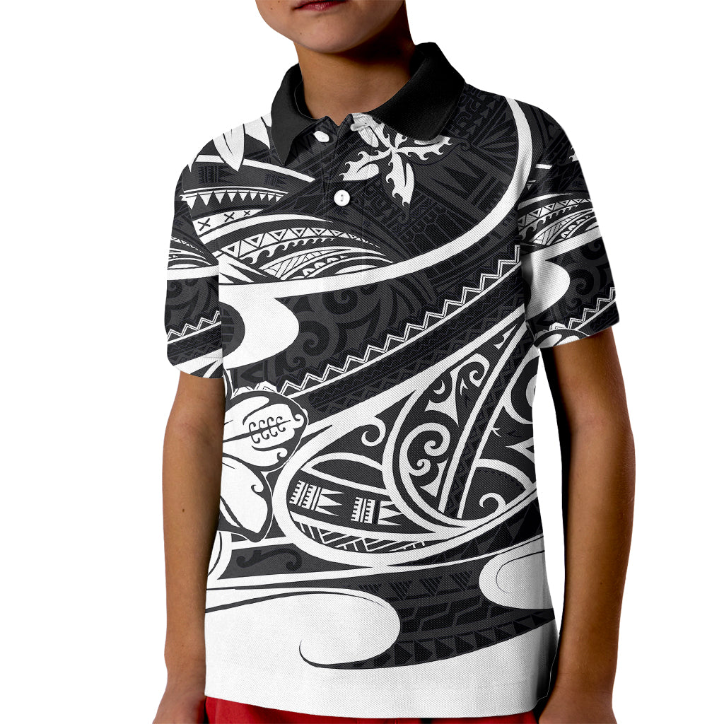 Polynesian Tribal Kid Polo Shirt Black LT6 Kid Black - Polynesian Pride